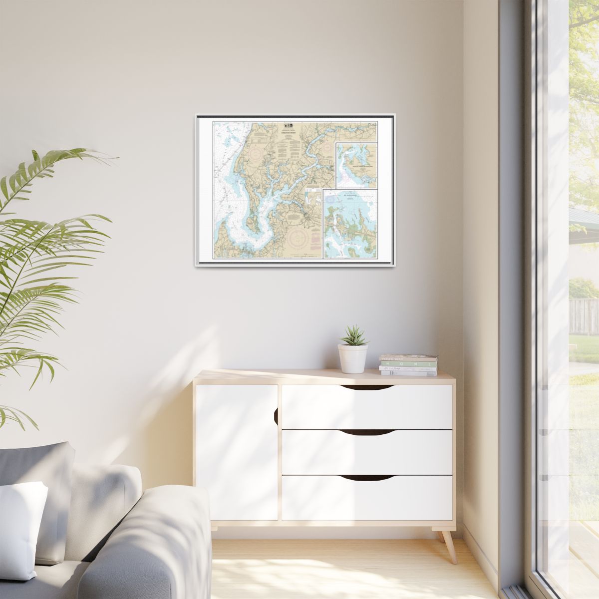 Chart 12272 Chester River; Kent Island Narrows, Rock Hall Harbor and Swan Creek - NOAA Nautical Chart Floating Frame Canvas | 32" x 24" | 40" x 30" - White context-1