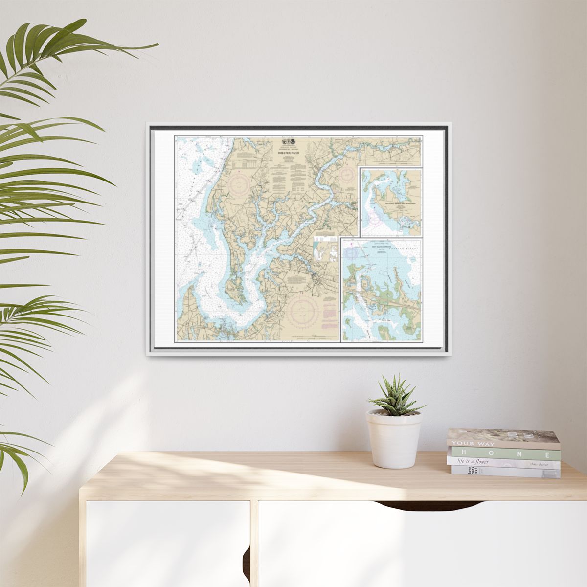 Chart 12272 Chester River; Kent Island Narrows, Rock Hall Harbor and Swan Creek - NOAA Nautical Chart Floating Frame Canvas | 32" x 24" | 40" x 30" - White context-1