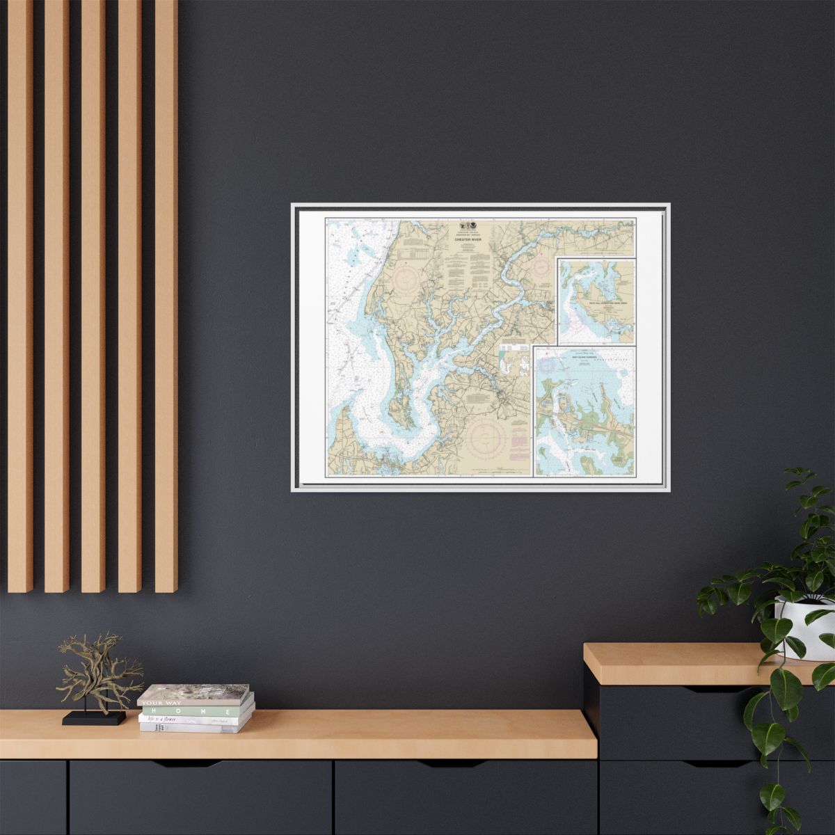 Chart 12272 Chester River; Kent Island Narrows, Rock Hall Harbor and Swan Creek - NOAA Nautical Chart Floating Frame Canvas | 32" x 24" | 40" x 30" - White context-2