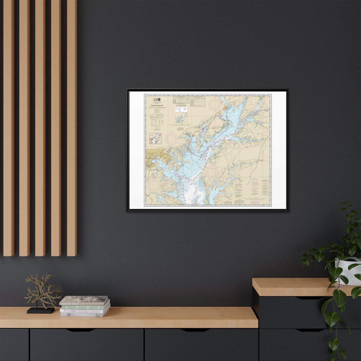 Chart 12273 Chesapeake Bay Sandy Point to Susquehanna River - NOAA Nautical Chart Floating Frame Canvas | 32" x 24" | 40" x 30" - Black context-2