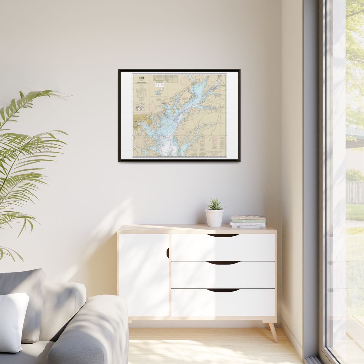 Chart 12273 Chesapeake Bay Sandy Point to Susquehanna River - NOAA Nautical Chart Floating Frame Canvas | 32" x 24" | 40" x 30" - Espresso context-1