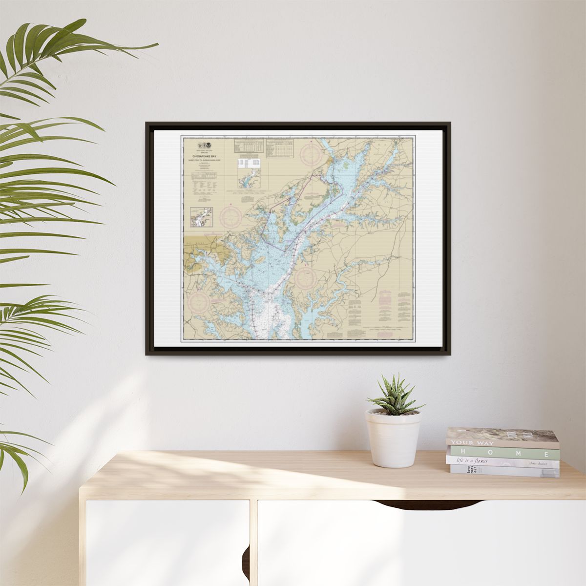 Chart 12273 Chesapeake Bay Sandy Point to Susquehanna River - NOAA Nautical Chart Floating Frame Canvas | 32" x 24" | 40" x 30" - Espresso context-1
