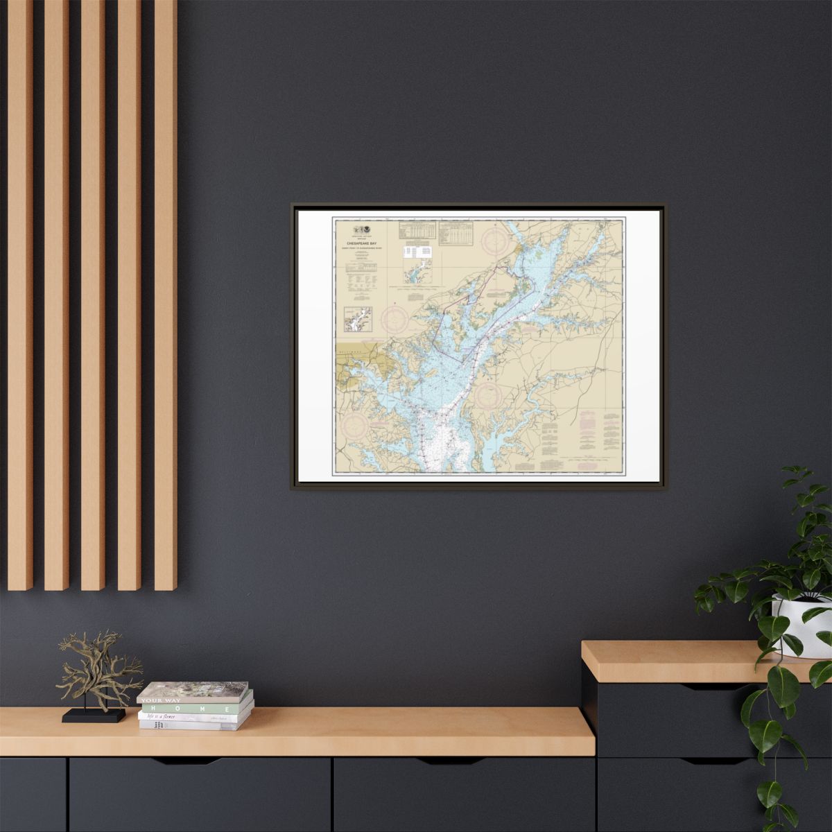 Chart 12273 Chesapeake Bay Sandy Point to Susquehanna River - NOAA Nautical Chart Floating Frame Canvas | 32" x 24" | 40" x 30" - Espresso context-2