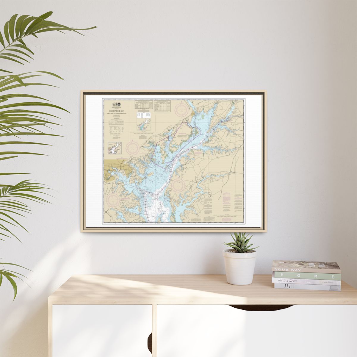 Chart 12273 Chesapeake Bay Sandy Point to Susquehanna River - NOAA Nautical Chart Floating Frame Canvas | 32" x 24" | 40" x 30" - Natural context-1