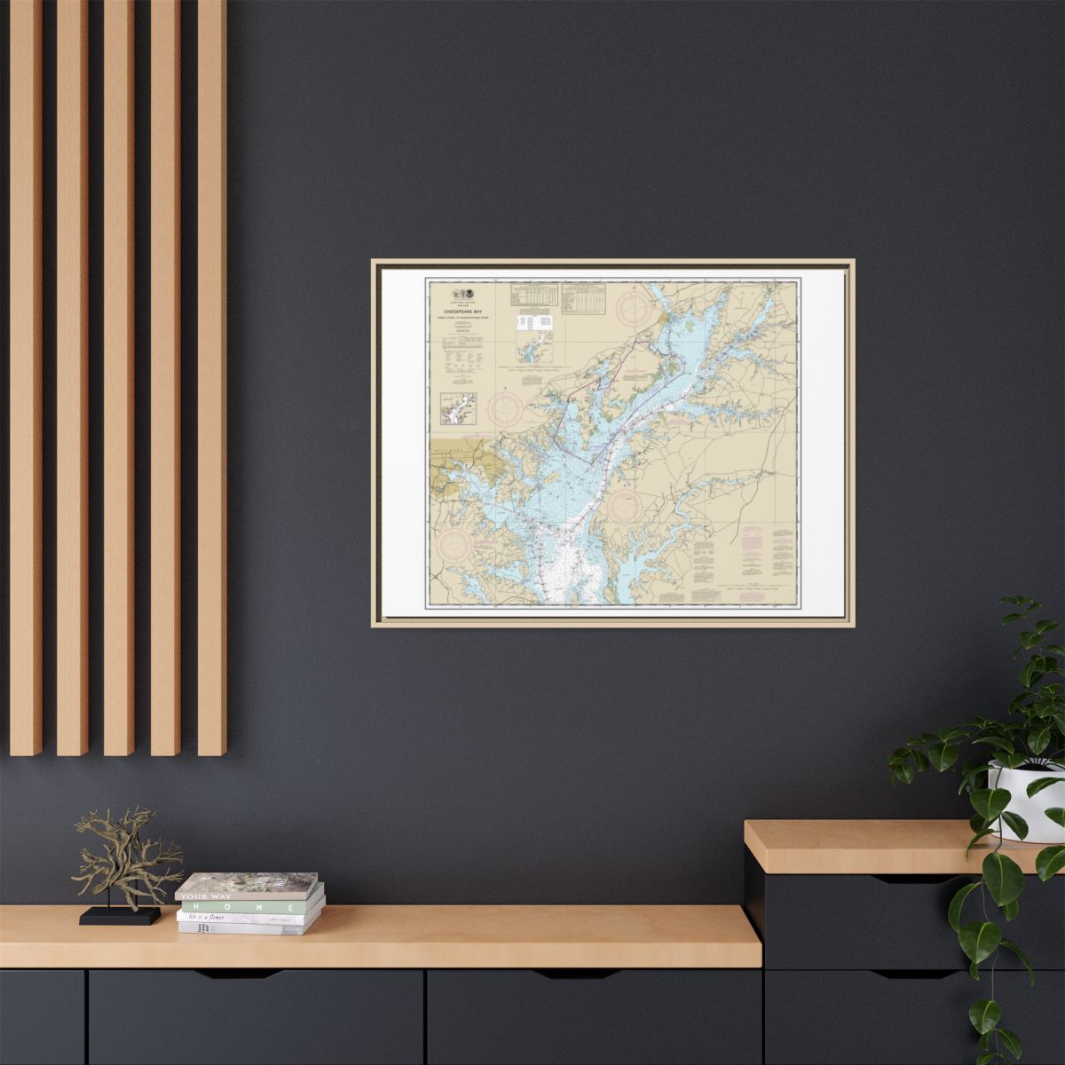 Chart 12273 Chesapeake Bay Sandy Point to Susquehanna River - NOAA Nautical Chart Floating Frame Canvas | 32" x 24" | 40" x 30" - Natural context-2