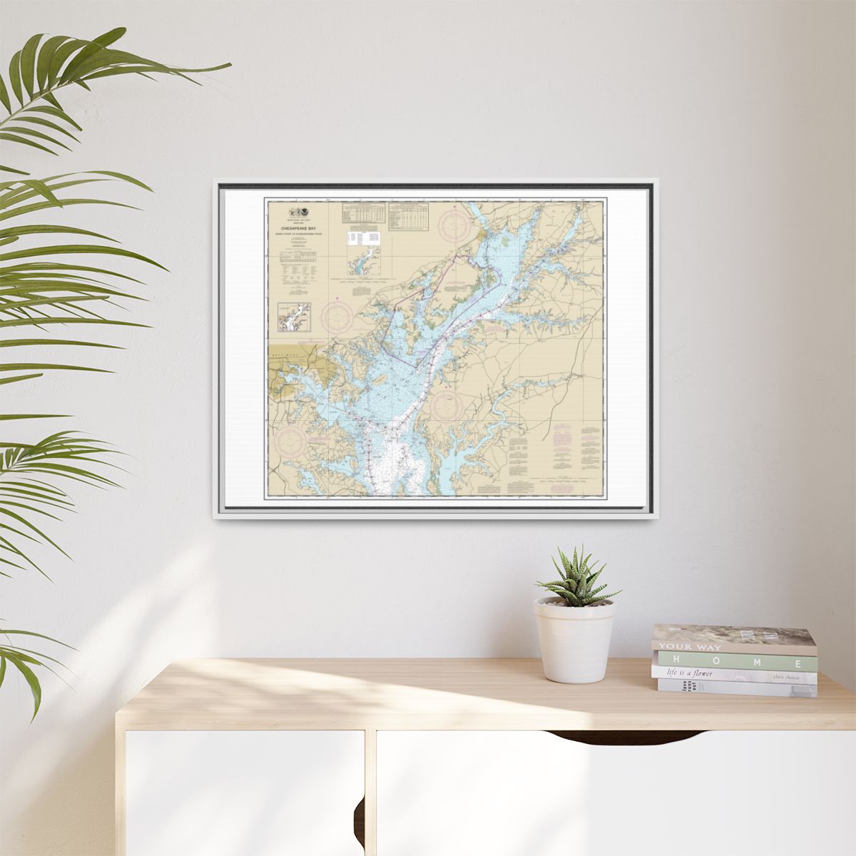 Chart 12273 Chesapeake Bay Sandy Point to Susquehanna River - NOAA Nautical Chart Floating Frame Canvas | 32" x 24" | 40" x 30" - White context-1