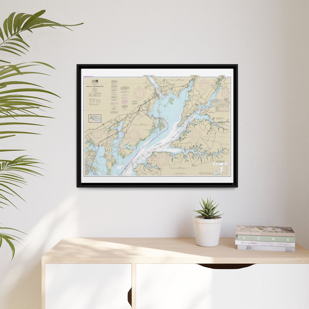 Chart 12274 Head of Chesapeake Bay - NOAA Nautical Chart Floating Frame Canvas | 32" x 24" | 40" x 30" - Black context-1