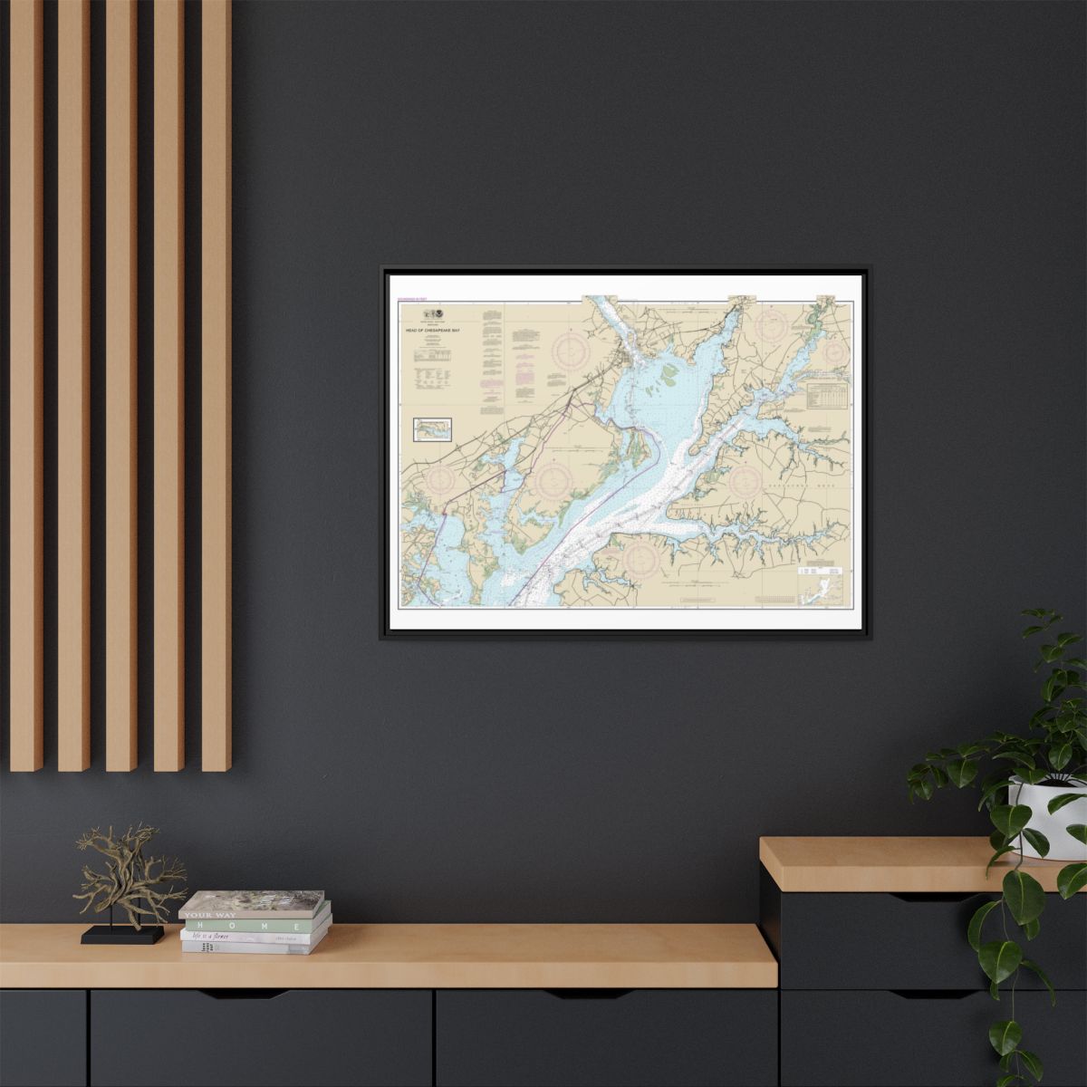 Chart 12274 Head of Chesapeake Bay - NOAA Nautical Chart Floating Frame Canvas | 32" x 24" | 40" x 30" - Black context-2
