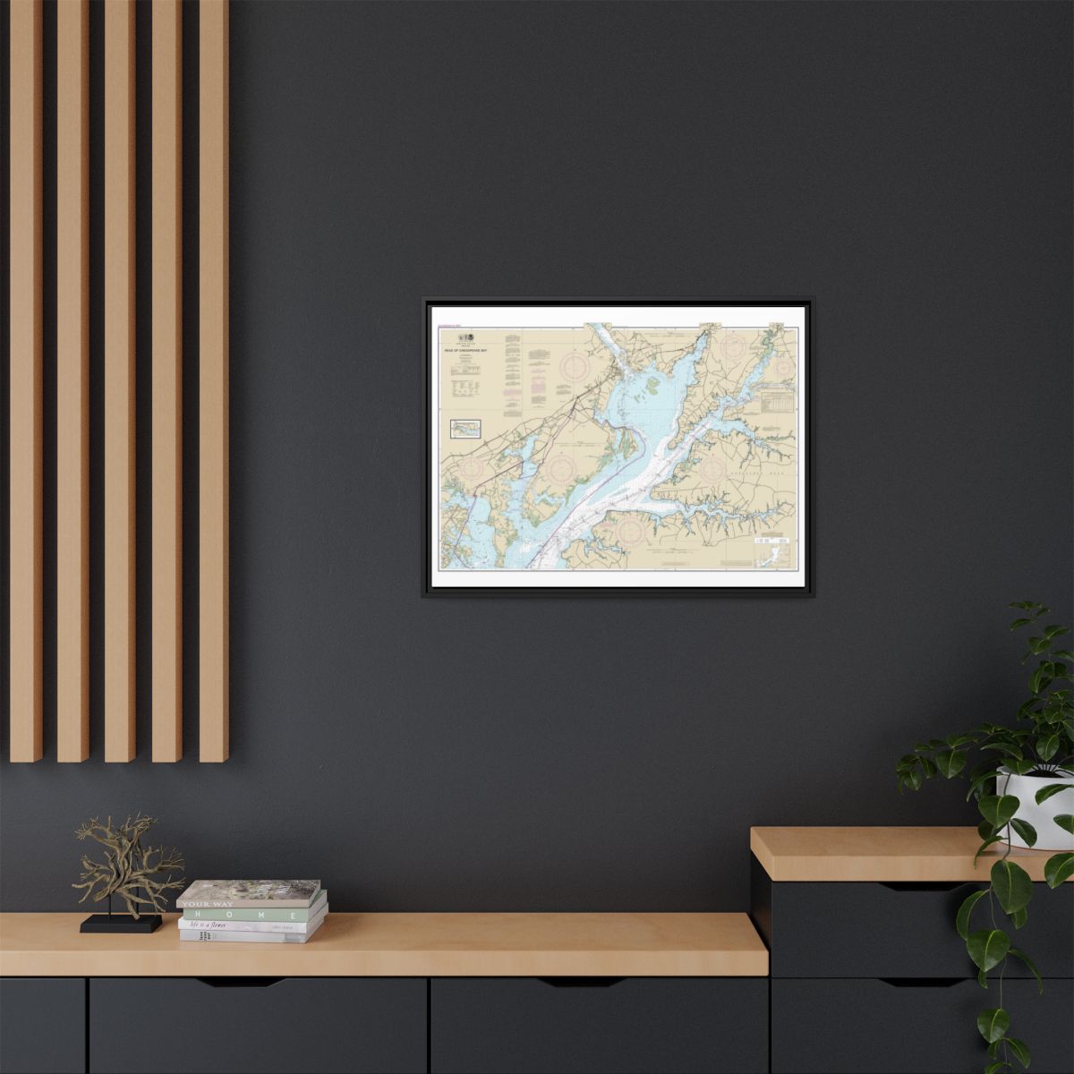 Chart 12274 Head of Chesapeake Bay - NOAA Nautical Chart Floating Frame Canvas | 32" x 24" | 40" x 30" - Black context-2