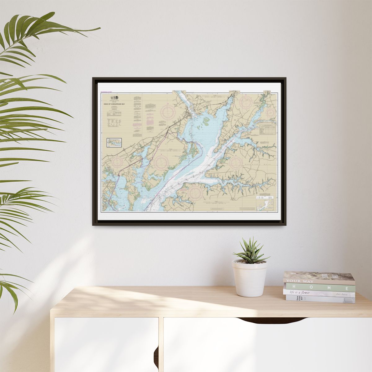 Chart 12274 Head of Chesapeake Bay - NOAA Nautical Chart Floating Frame Canvas | 32" x 24" | 40" x 30" - Espresso context-1