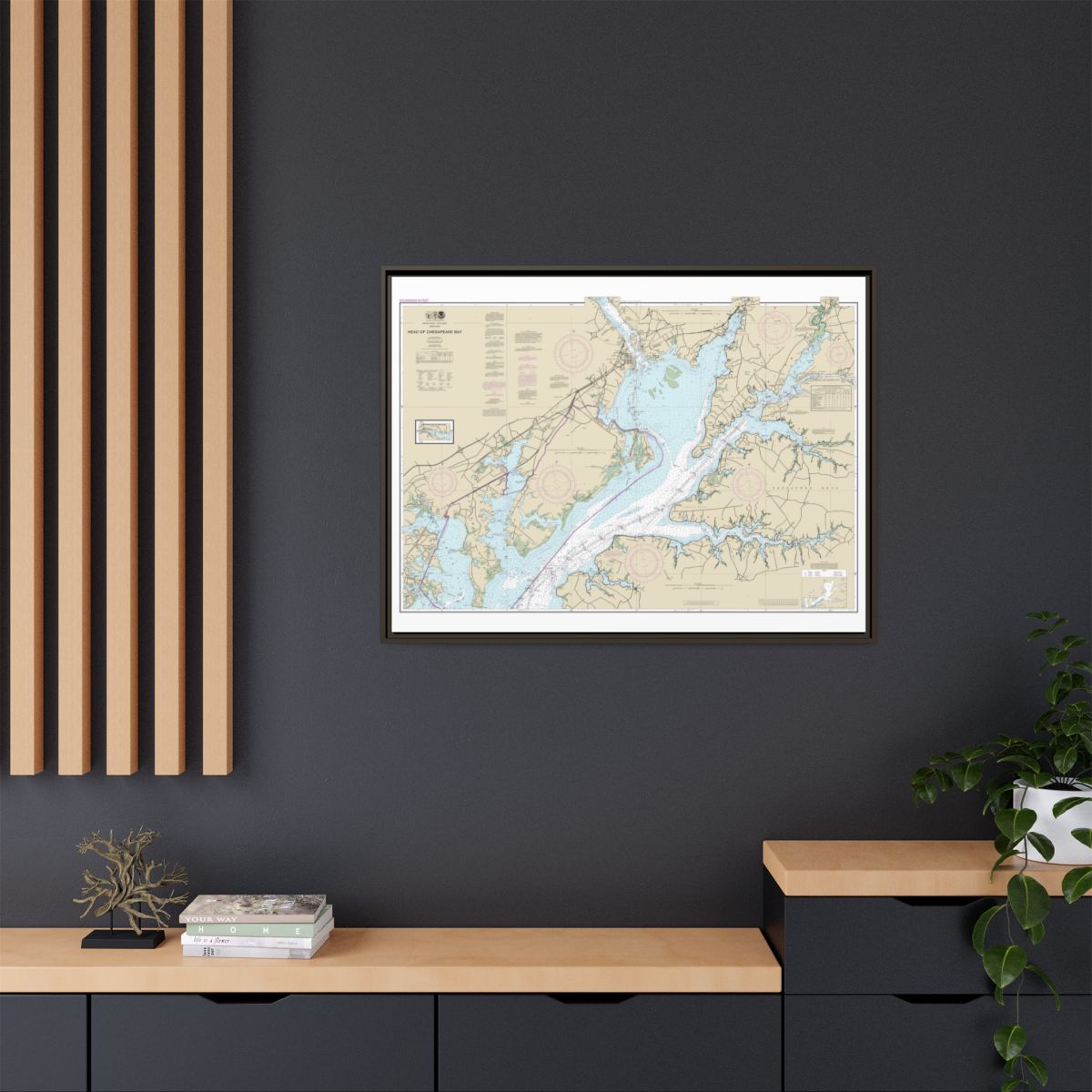 Chart 12274 Head of Chesapeake Bay - NOAA Nautical Chart Floating Frame Canvas | 32" x 24" | 40" x 30" - Espresso context-2