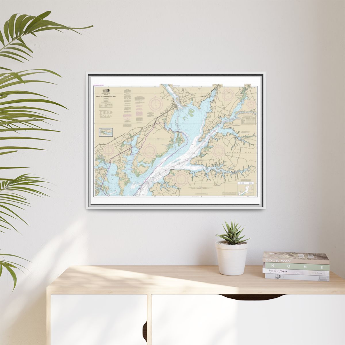 Chart 12274 Head of Chesapeake Bay - NOAA Nautical Chart Floating Frame Canvas | 32" x 24" | 40" x 30" - White context-1