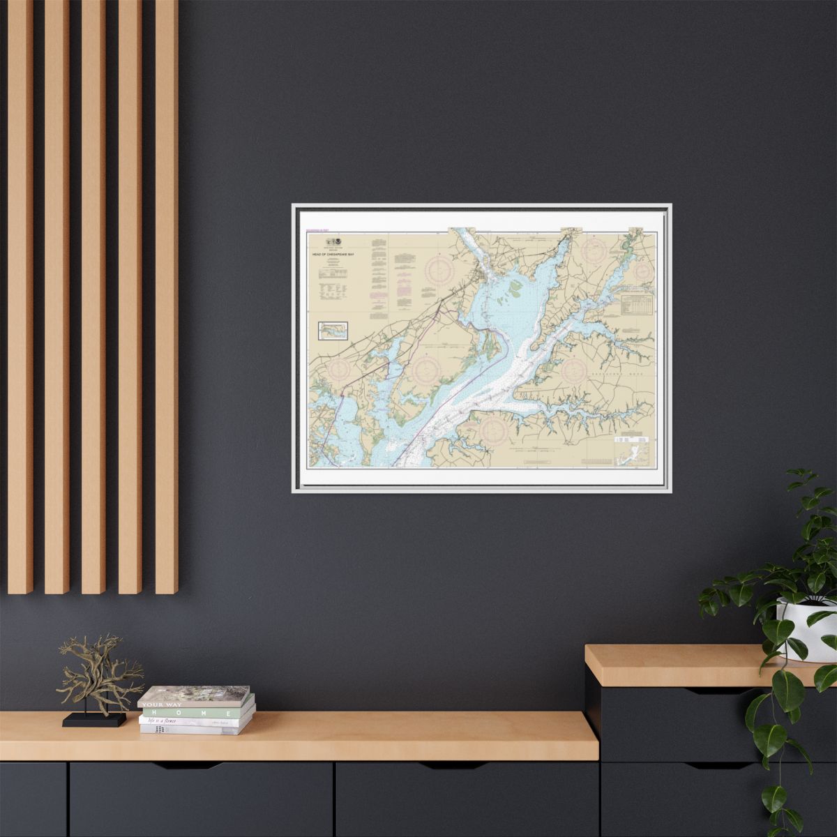 Chart 12274 Head of Chesapeake Bay - NOAA Nautical Chart Floating Frame Canvas | 32" x 24" | 40" x 30" - White context-2