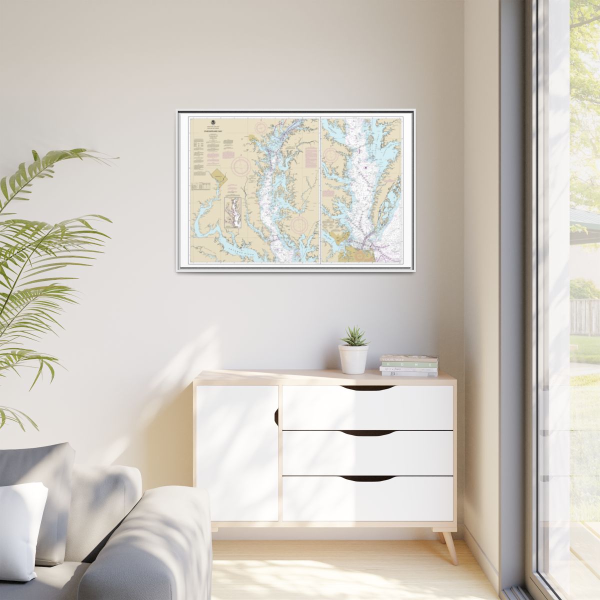 Chart 12280 Chesapeake Bay - NOAA Nautical Chart Floating Frame Canvas | 30" x 20" | 36" x 24" | 48" x 32" - White context-1