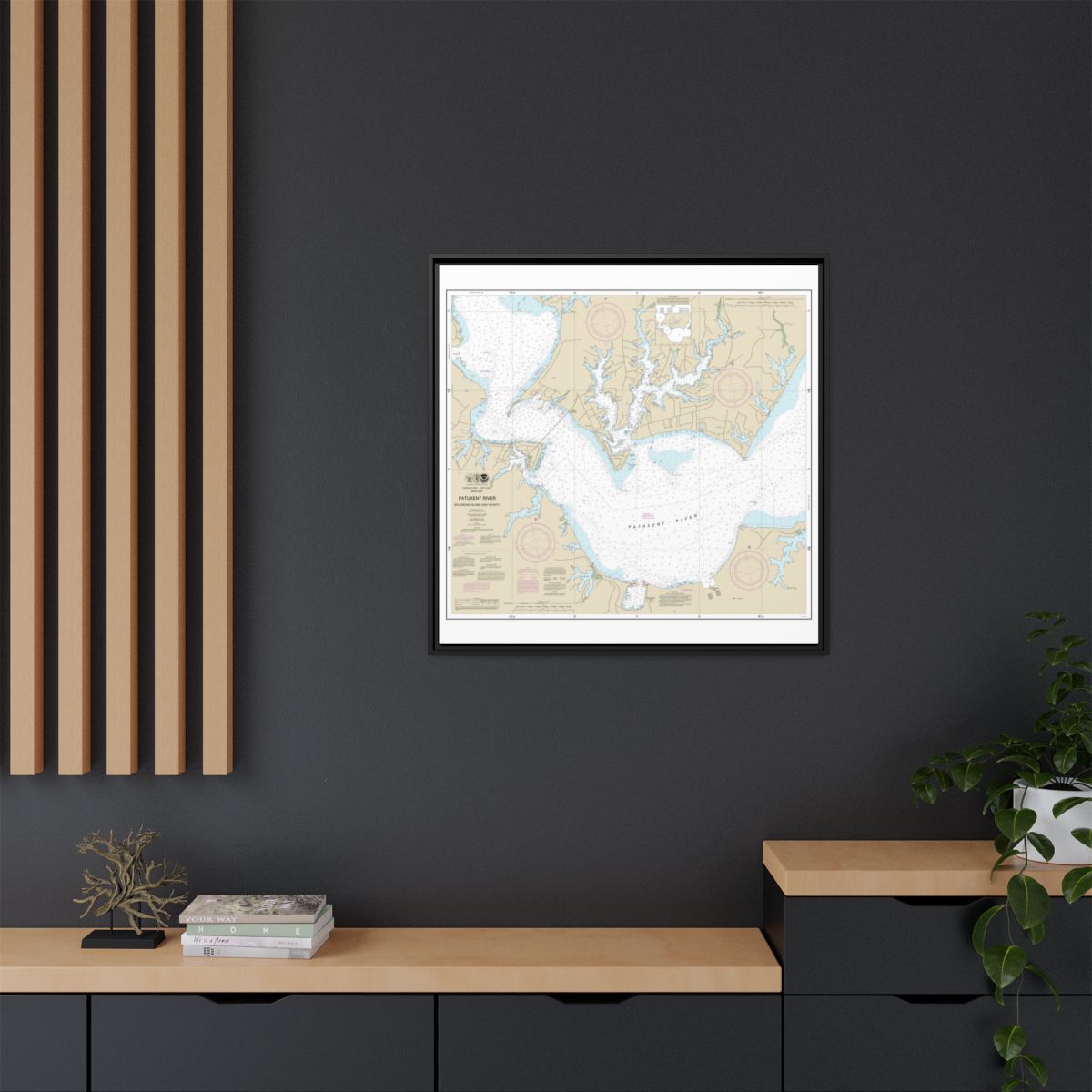 Chart 12284 Patuxent River Solomons lsland and Vicinity - NOAA Nautical Chart Floating Frame Canvas | 32" x 32" - Black context-2