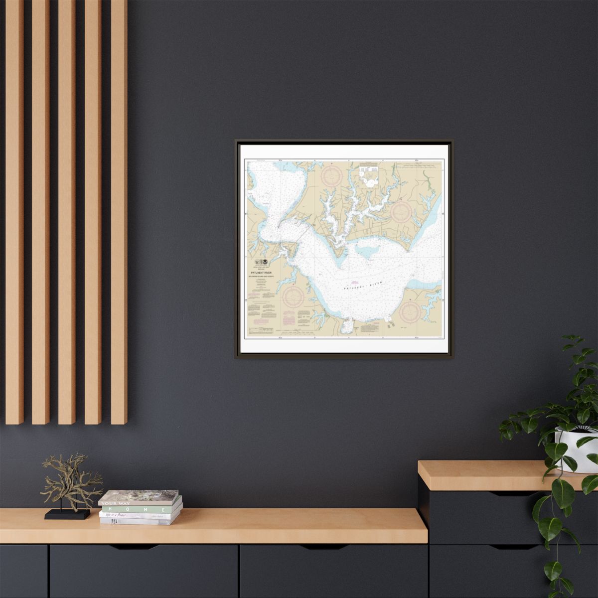 Chart 12284 Patuxent River Solomons lsland and Vicinity - NOAA Nautical Chart Floating Frame Canvas | 32" x 32" - Espresso context-2