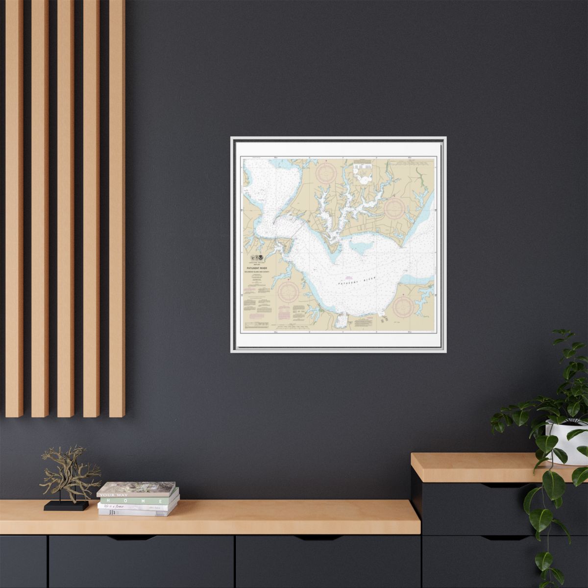 Chart 12284 Patuxent River Solomons lsland and Vicinity - NOAA Nautical Chart Floating Frame Canvas | 32" x 32" - White context-2
