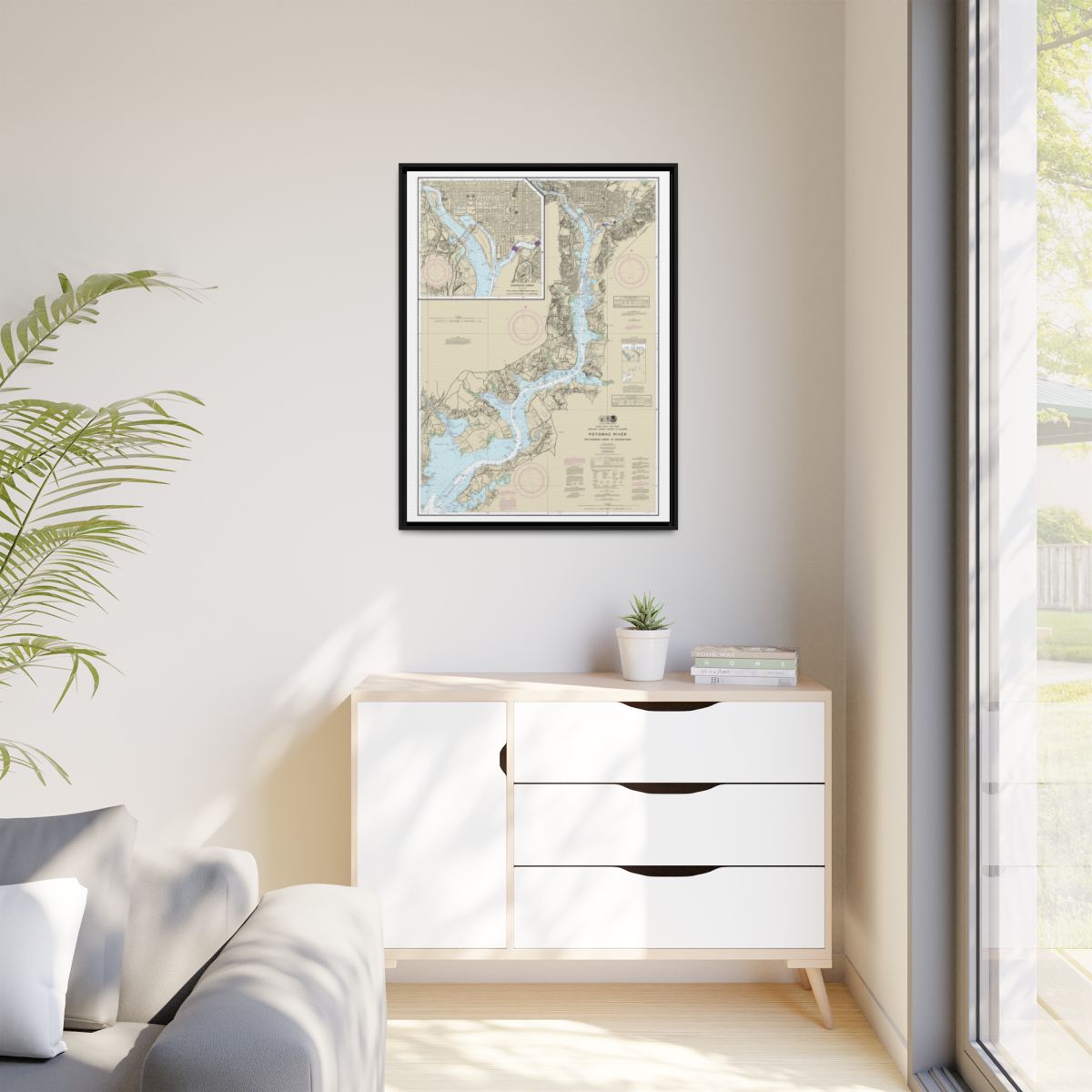 Chart 12289 Potomac River Mattawoman Creek to Georgetown;Washington Harbor - NOAA Nautical Chart Floating Frame Canvas | 24" x 32" | 30" x 40" - Black context-1