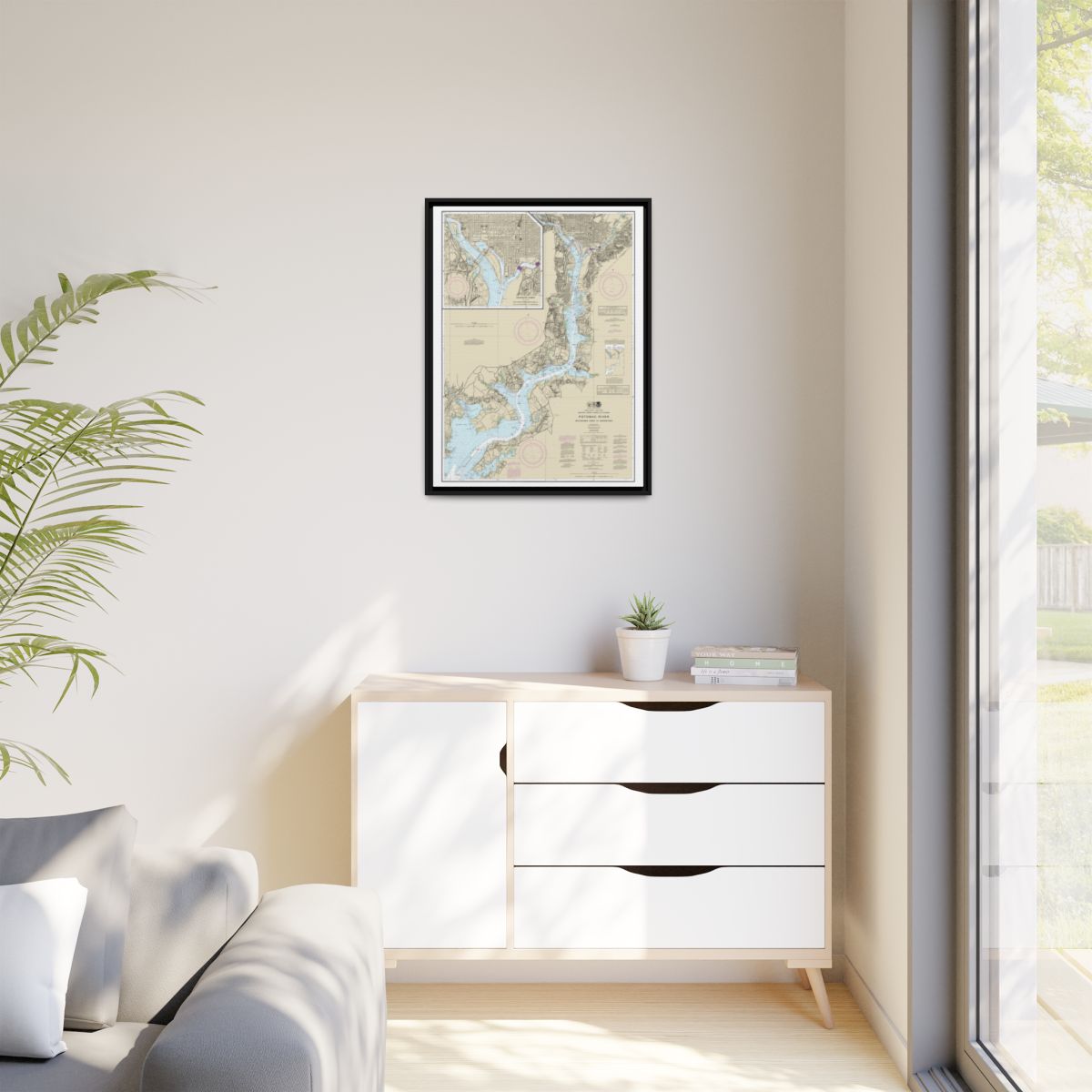 Chart 12289 Potomac River Mattawoman Creek to Georgetown;Washington Harbor - NOAA Nautical Chart Floating Frame Canvas | 24" x 32" | 30" x 40" - Black context-1