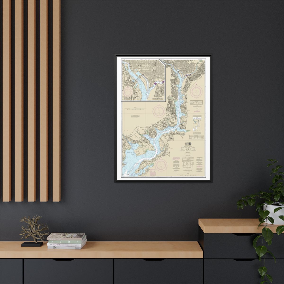 Chart 12289 Potomac River Mattawoman Creek to Georgetown;Washington Harbor - NOAA Nautical Chart Floating Frame Canvas | 24" x 32" | 30" x 40" - Black context-2