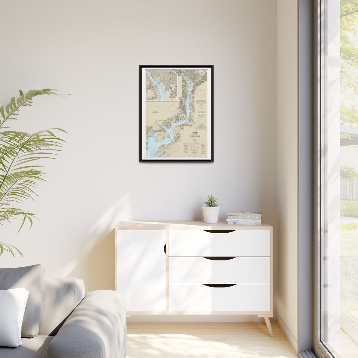 Chart 12289 Potomac River Mattawoman Creek to Georgetown;Washington Harbor - NOAA Nautical Chart Floating Frame Canvas | 24" x 32" | 30" x 40" - Espresso context-1