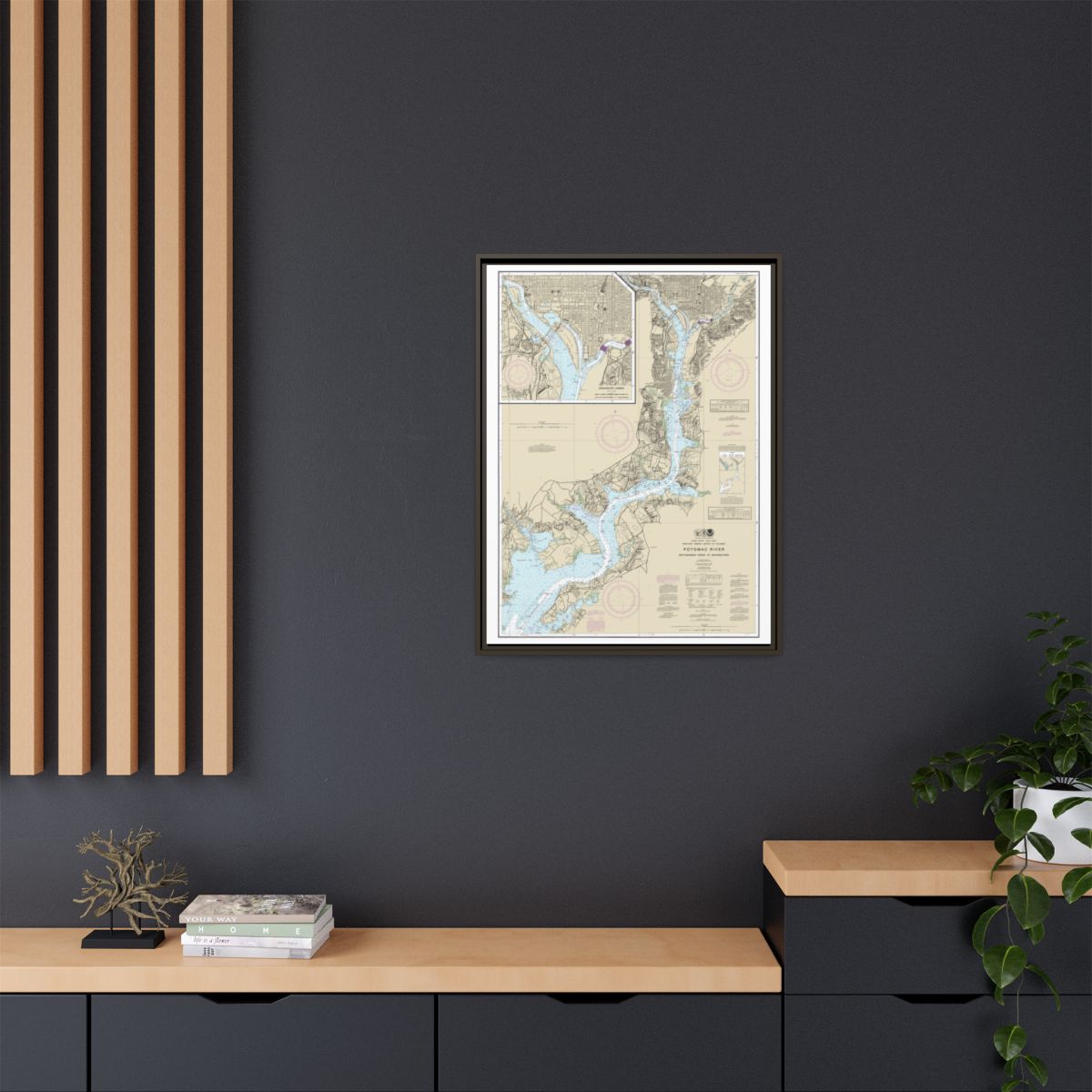 Chart 12289 Potomac River Mattawoman Creek to Georgetown;Washington Harbor - NOAA Nautical Chart Floating Frame Canvas | 24" x 32" | 30" x 40" - Espresso context-2