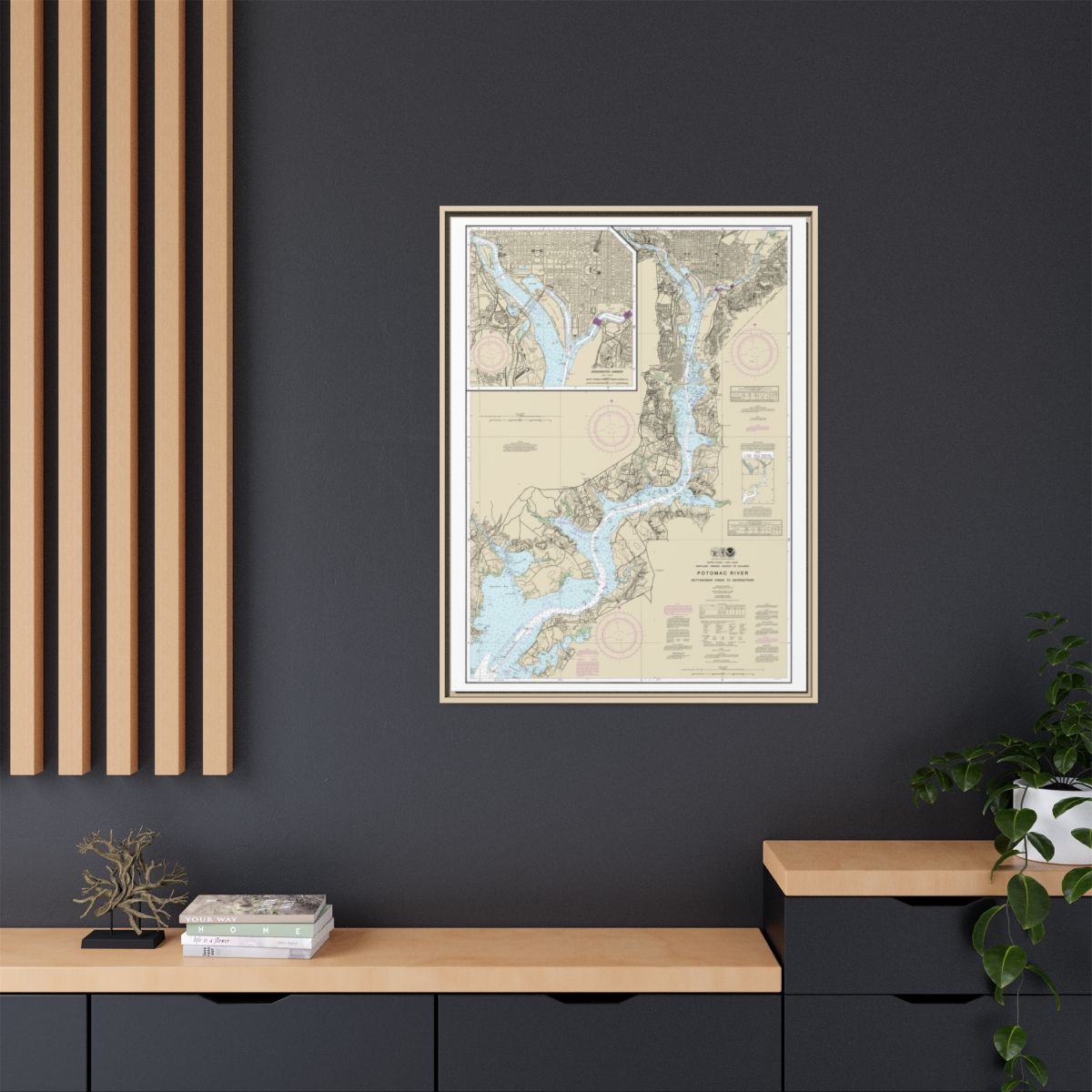 Chart 12289 Potomac River Mattawoman Creek to Georgetown;Washington Harbor - NOAA Nautical Chart Floating Frame Canvas | 24" x 32" | 30" x 40" - Natural context-2