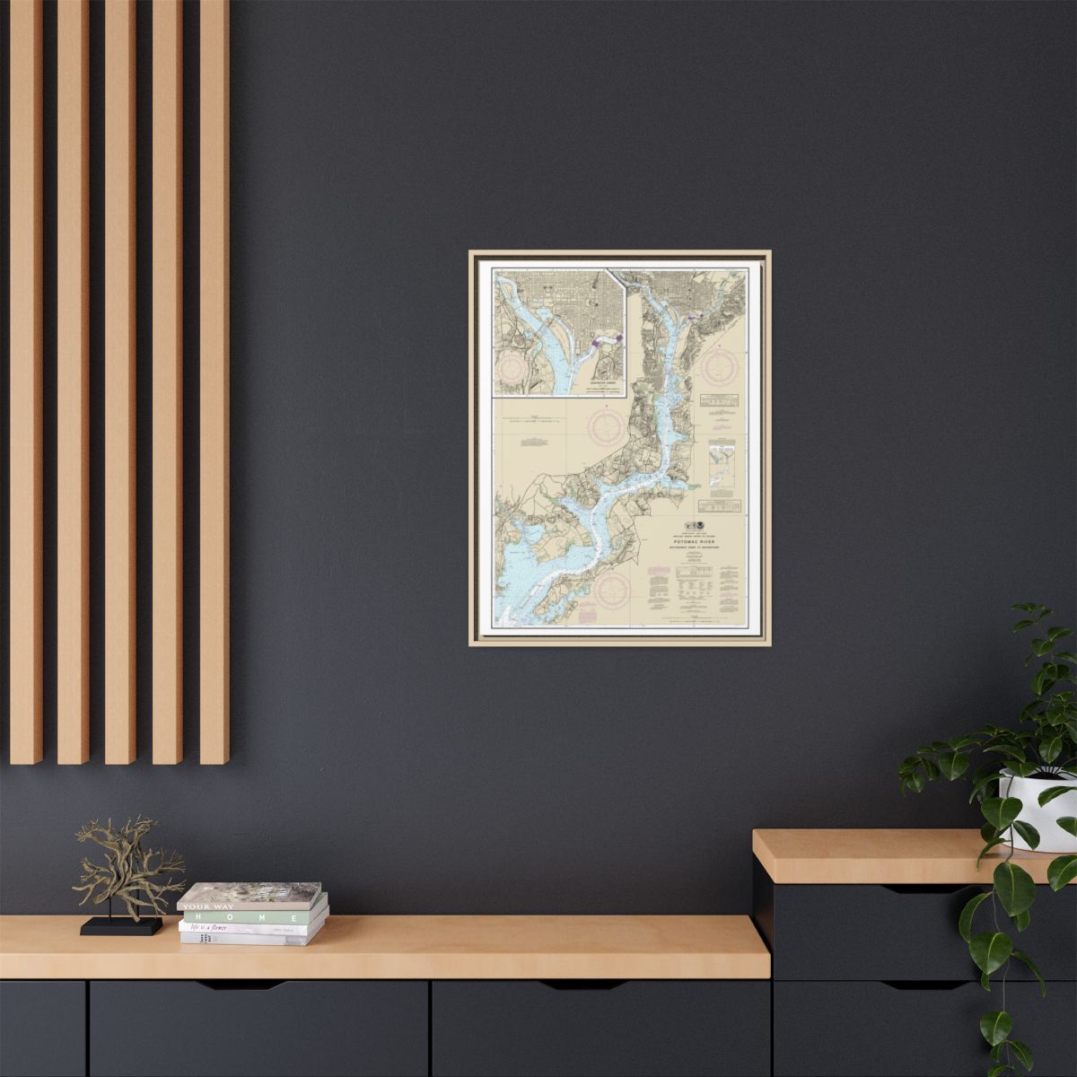 Chart 12289 Potomac River Mattawoman Creek to Georgetown;Washington Harbor - NOAA Nautical Chart Floating Frame Canvas | 24" x 32" | 30" x 40" - Natural context-2