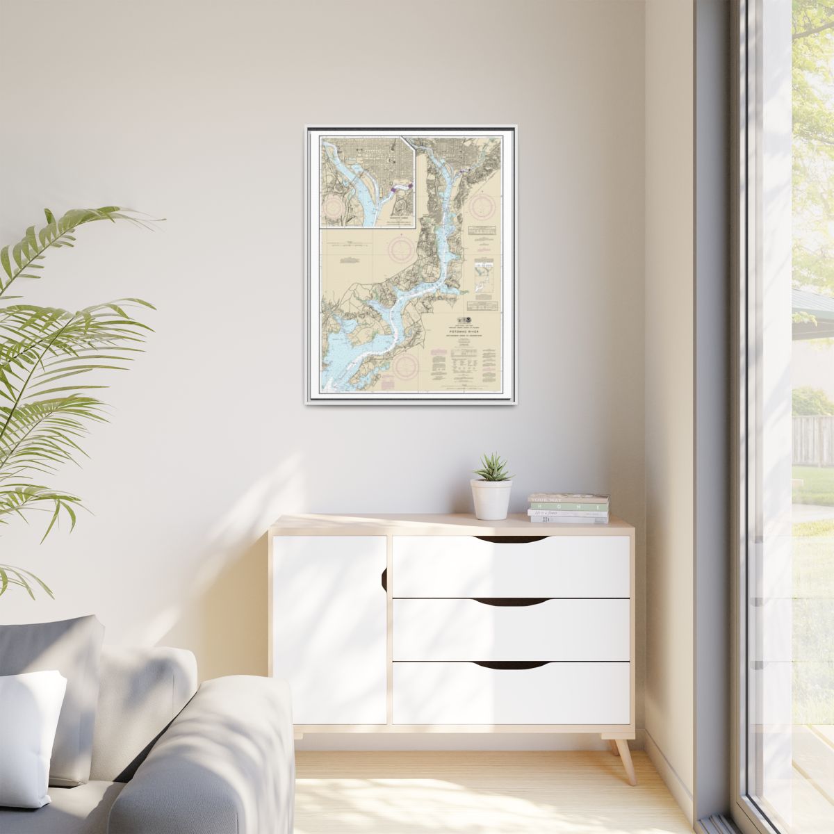 Chart 12289 Potomac River Mattawoman Creek to Georgetown;Washington Harbor - NOAA Nautical Chart Floating Frame Canvas | 24" x 32" | 30" x 40" - White context-1