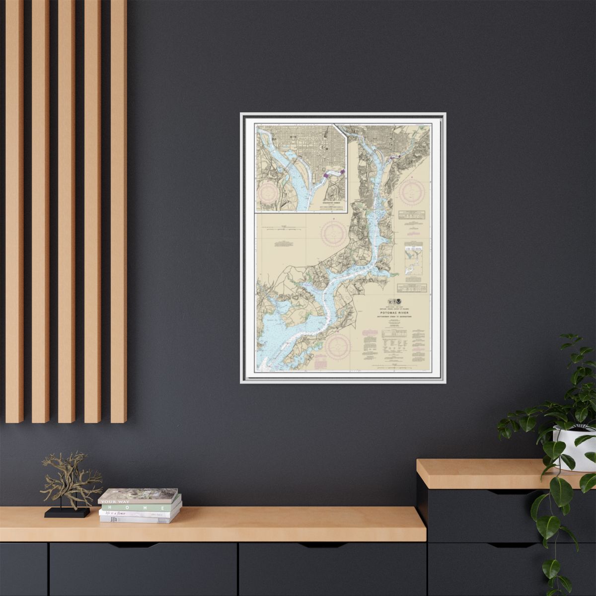 Chart 12289 Potomac River Mattawoman Creek to Georgetown;Washington Harbor - NOAA Nautical Chart Floating Frame Canvas | 24" x 32" | 30" x 40" - White context-2