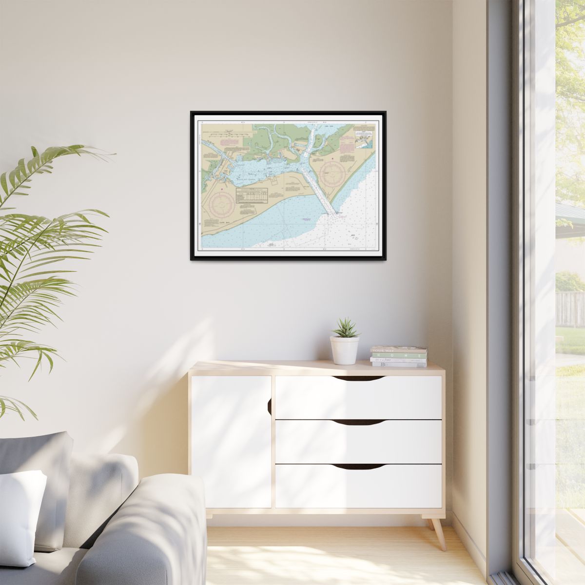 Chart 12317 Cape May Harbor - NOAA Nautical Chart Floating Frame Canvas | 32" x 24" | 40" x 30" - Black context-1