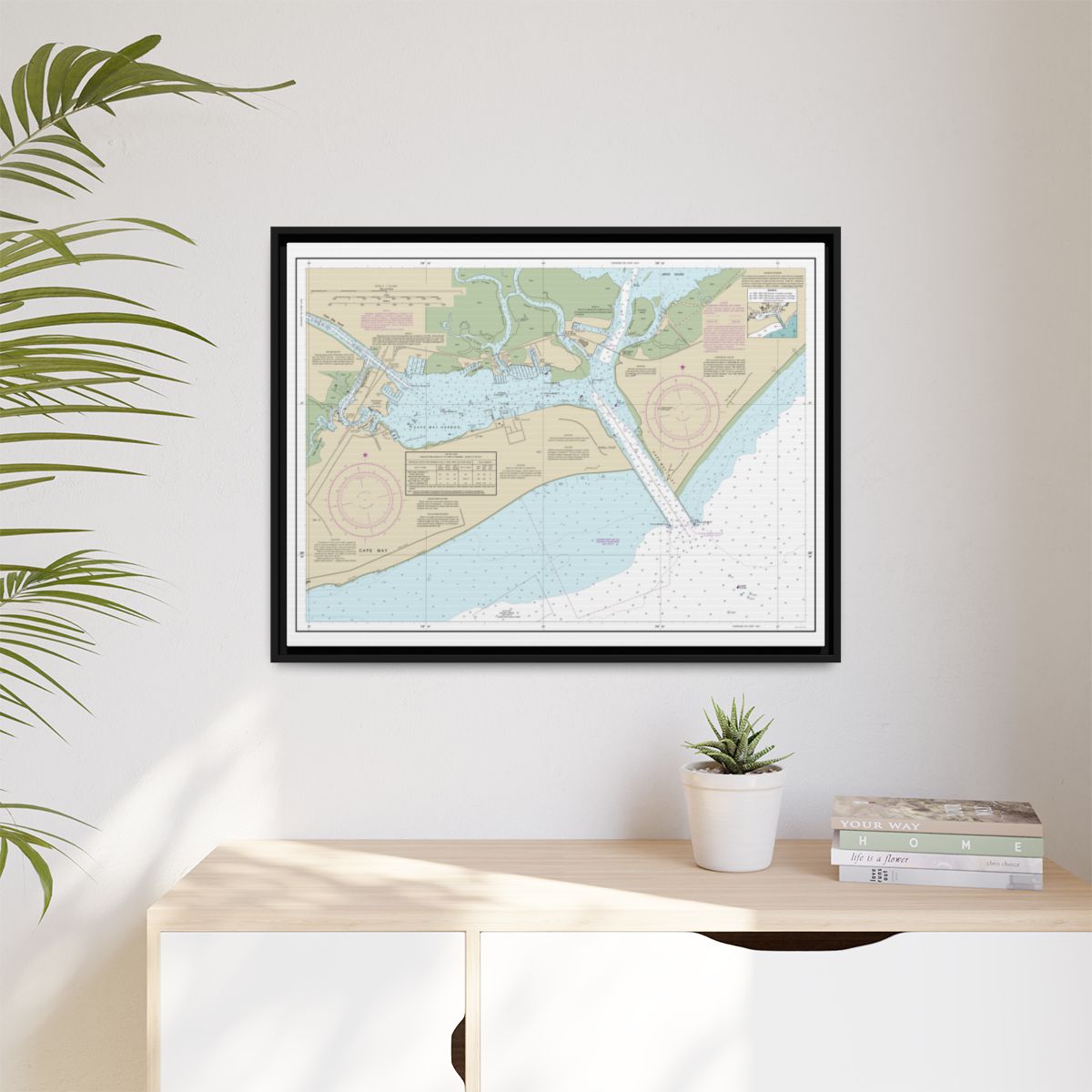 Chart 12317 Cape May Harbor - NOAA Nautical Chart Floating Frame Canvas | 32" x 24" | 40" x 30" - Black context-1