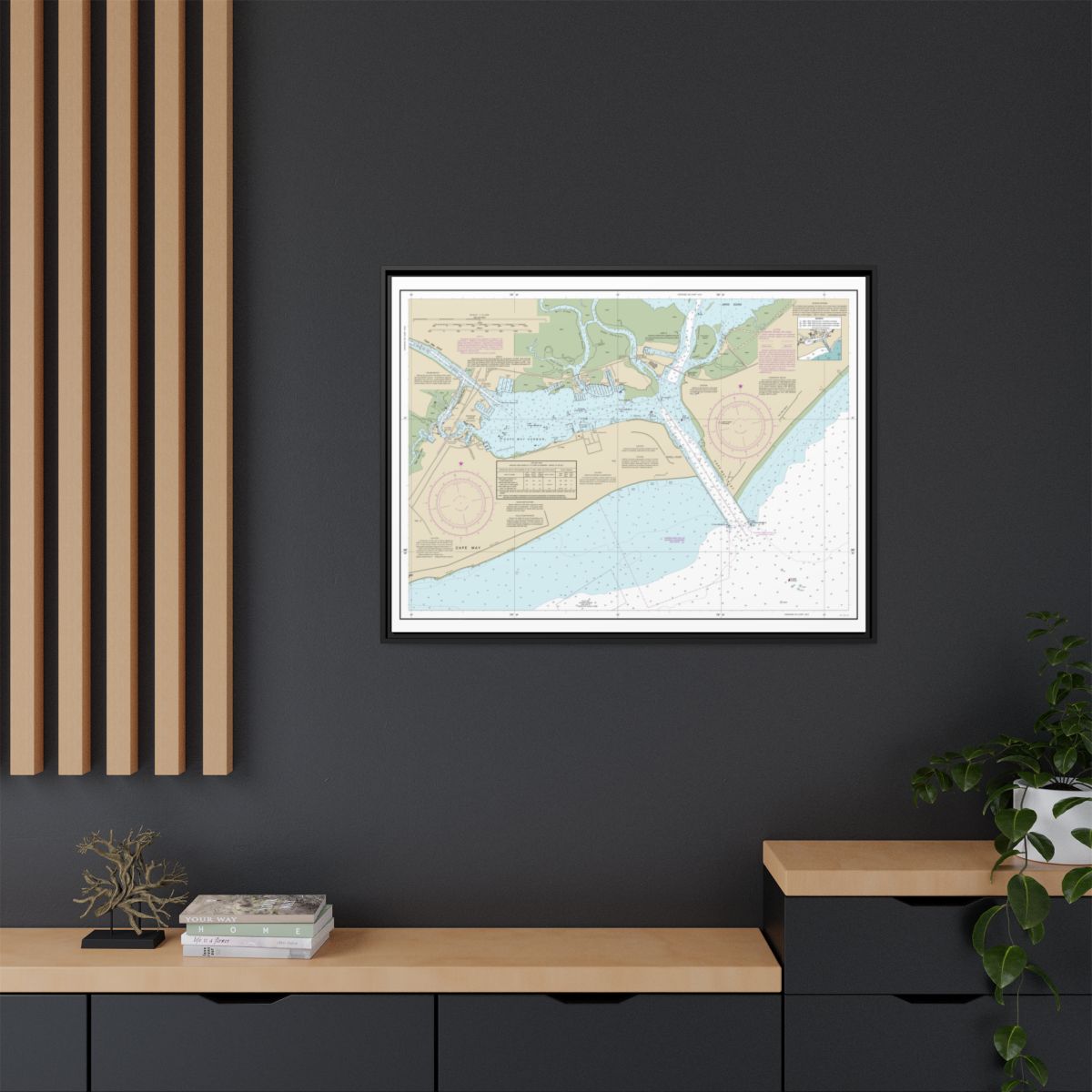 Chart 12317 Cape May Harbor - NOAA Nautical Chart Floating Frame Canvas | 32" x 24" | 40" x 30" - Black context-2