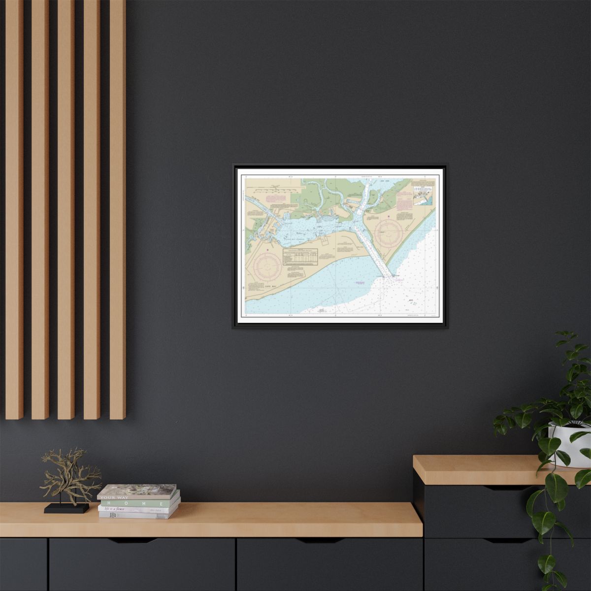 Chart 12317 Cape May Harbor - NOAA Nautical Chart Floating Frame Canvas | 32" x 24" | 40" x 30" - Black context-2