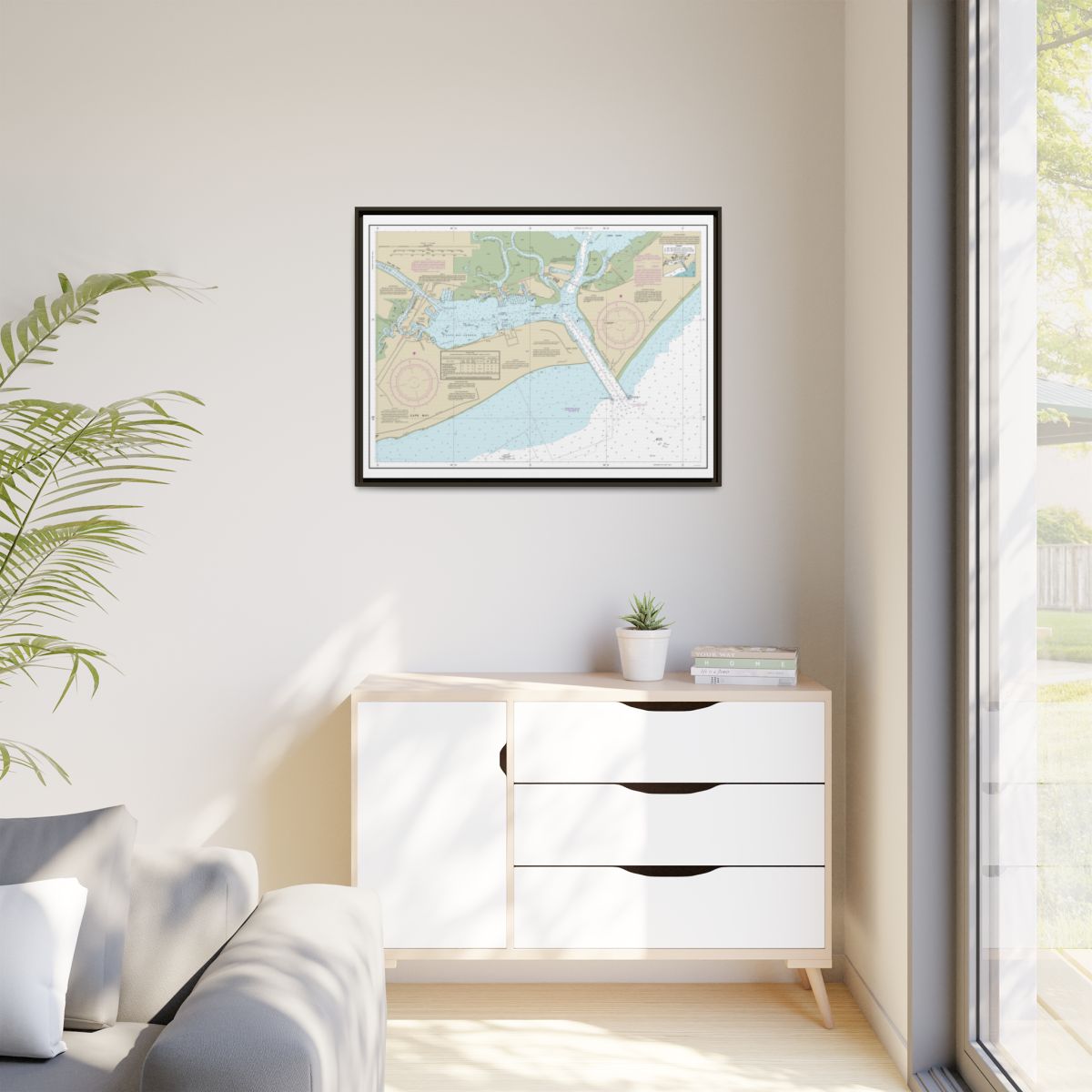 Chart 12317 Cape May Harbor - NOAA Nautical Chart Floating Frame Canvas | 32" x 24" | 40" x 30" - Espresso context-1