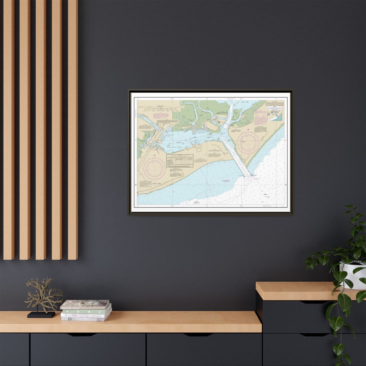 Chart 12317 Cape May Harbor - NOAA Nautical Chart Floating Frame Canvas | 32" x 24" | 40" x 30" - Espresso context-2