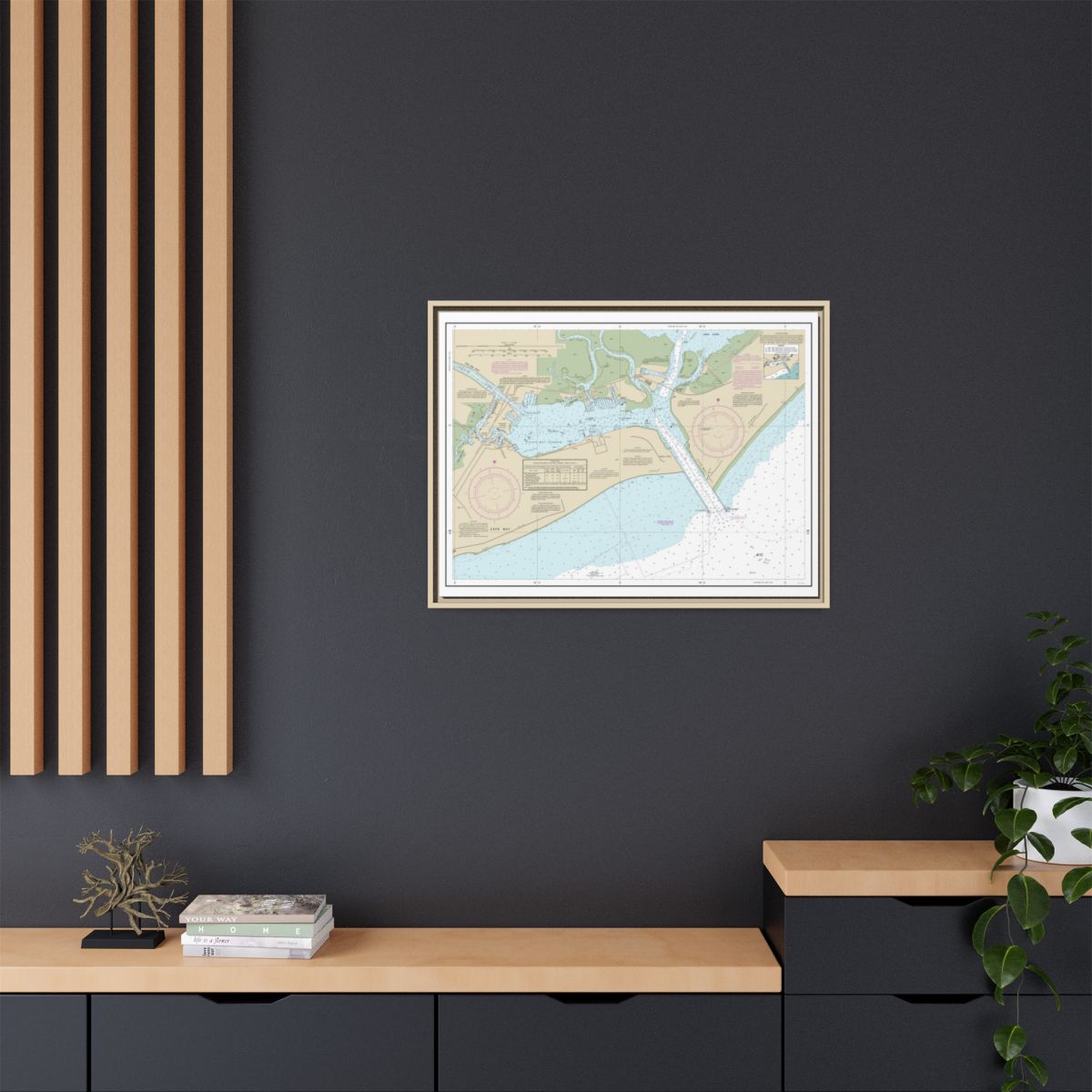 Chart 12317 Cape May Harbor - NOAA Nautical Chart Floating Frame Canvas | 32" x 24" | 40" x 30" - Natural context-2