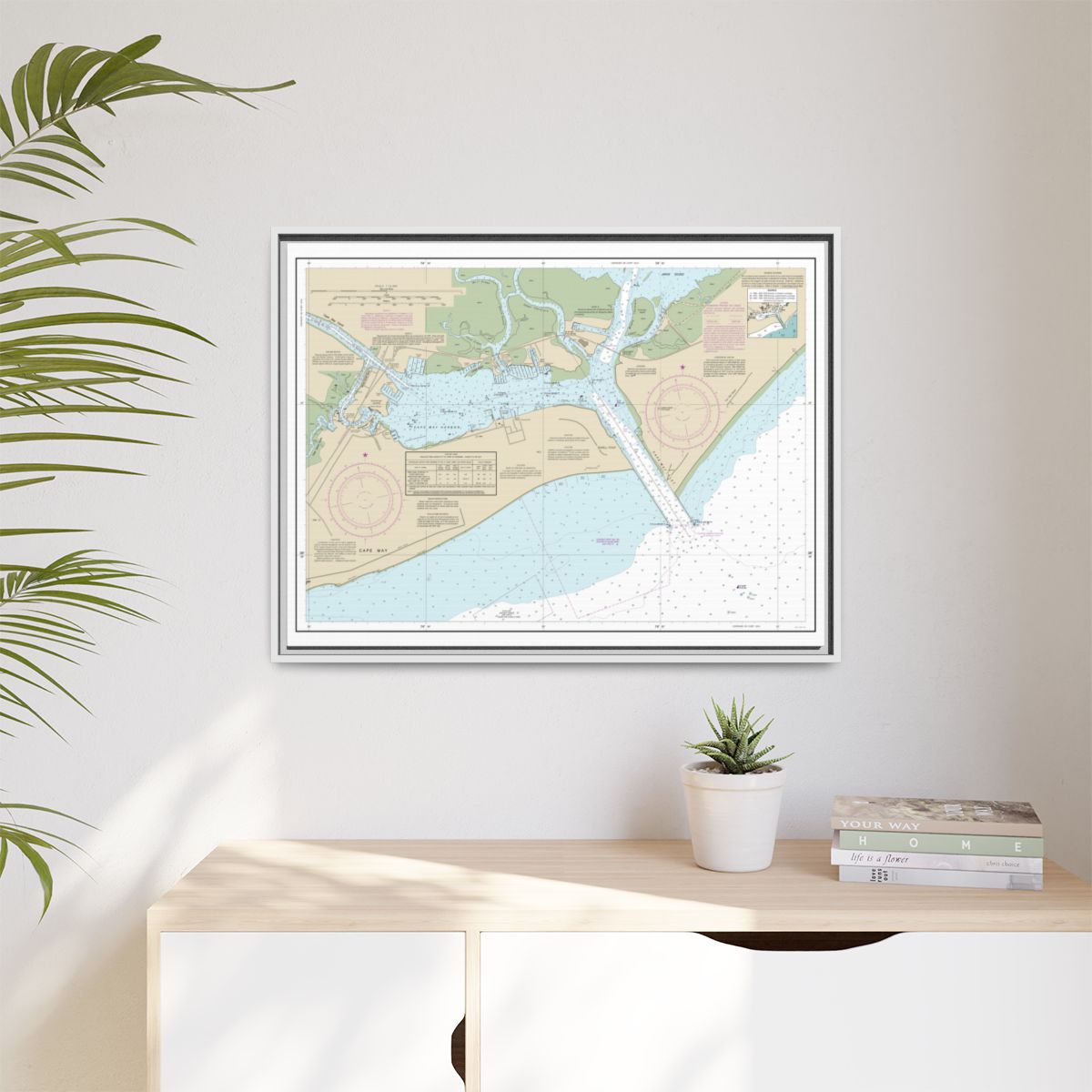 Chart 12317 Cape May Harbor - NOAA Nautical Chart Floating Frame Canvas | 32" x 24" | 40" x 30" - White context-1