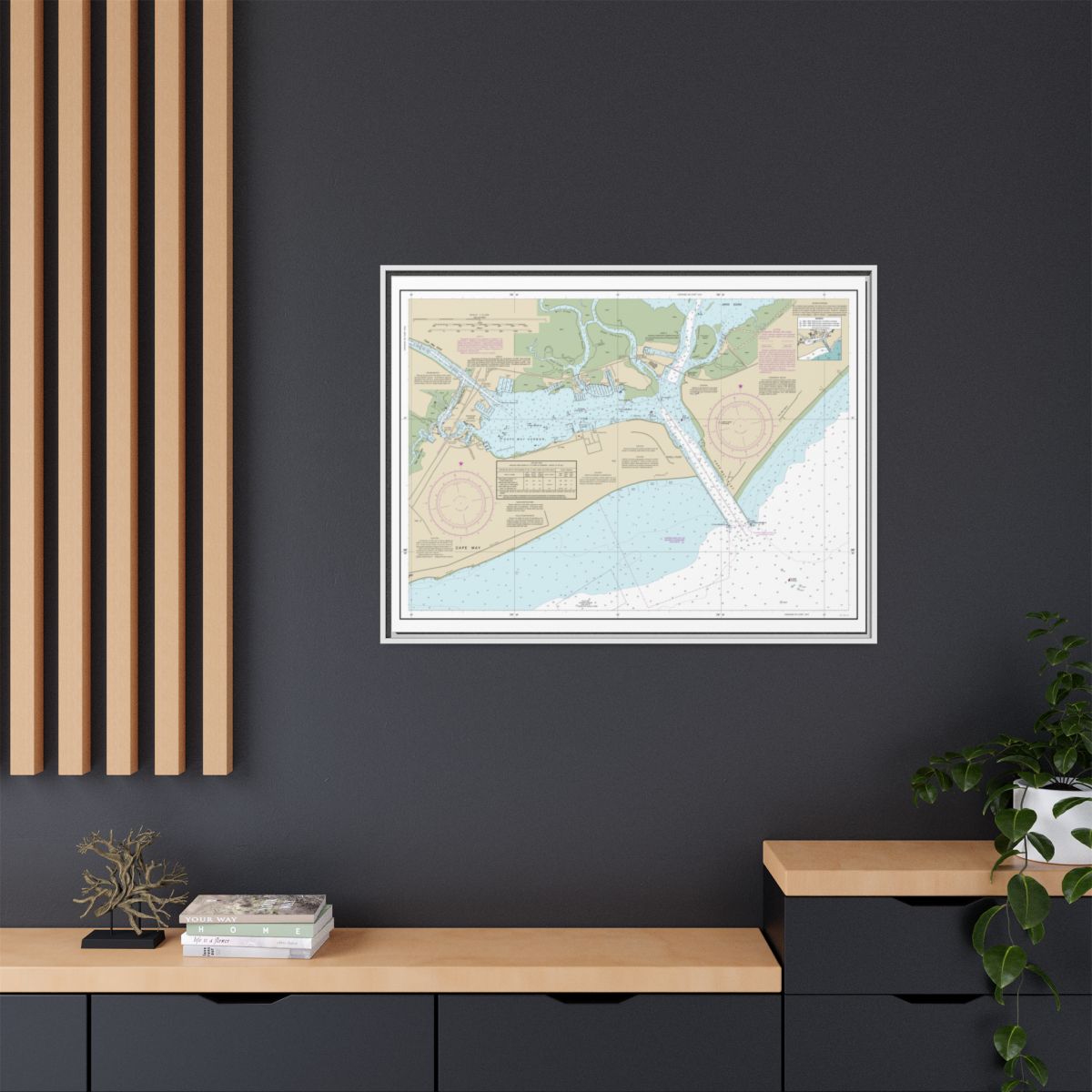 Chart 12317 Cape May Harbor - NOAA Nautical Chart Floating Frame Canvas | 32" x 24" | 40" x 30" - White context-2