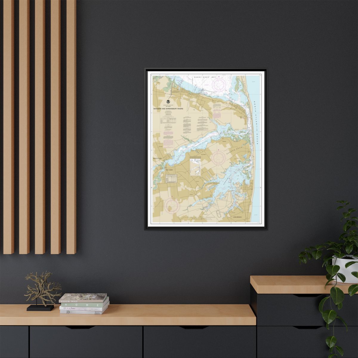 Chart 12325 Navesink And Shrewsbury Rivers - NOAA Nautical Chart Floating Frame Canvas | 24" x 32" | 30" x 40" - Black context-2