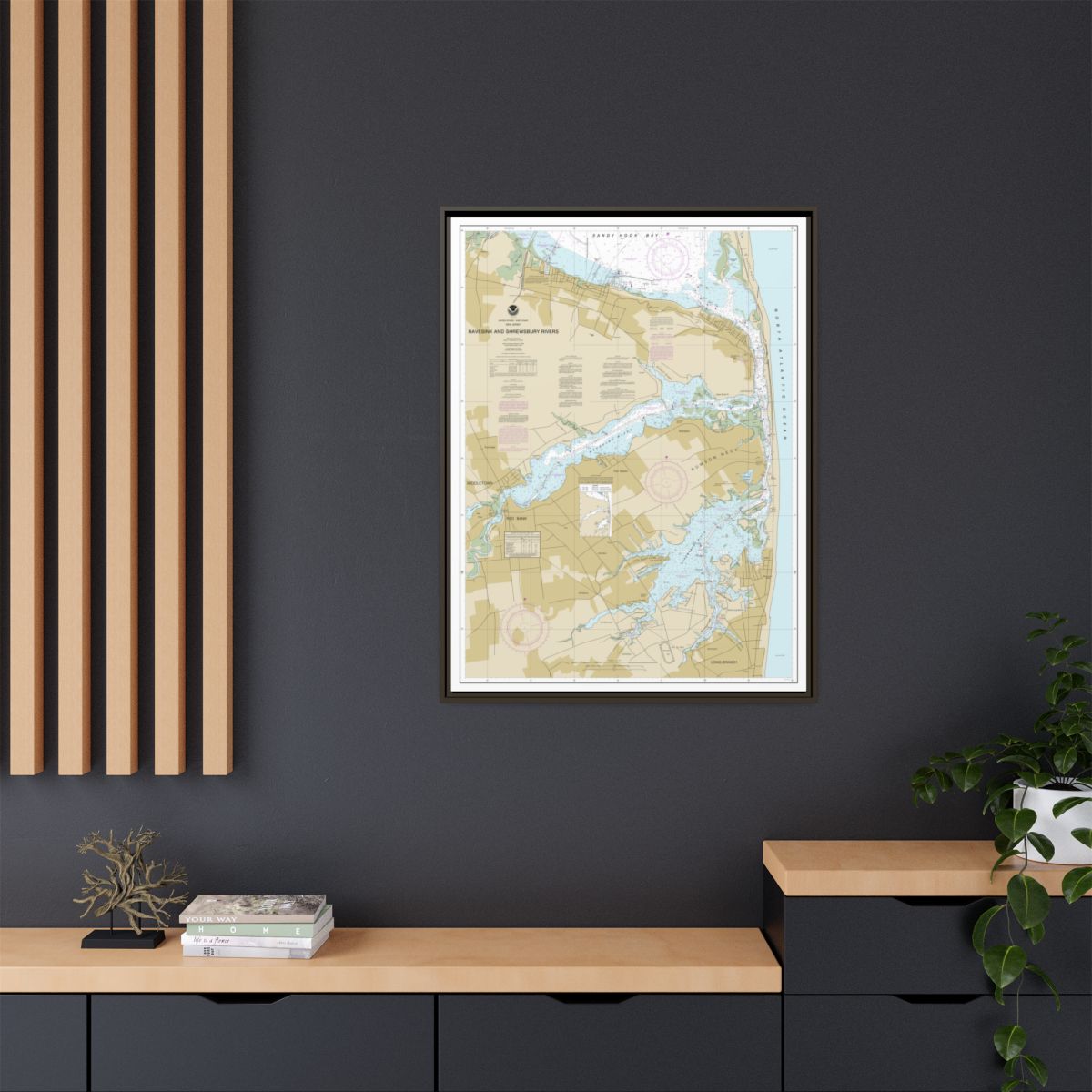 Chart 12325 Navesink And Shrewsbury Rivers - NOAA Nautical Chart Floating Frame Canvas | 24" x 32" | 30" x 40" - Espresso context-2