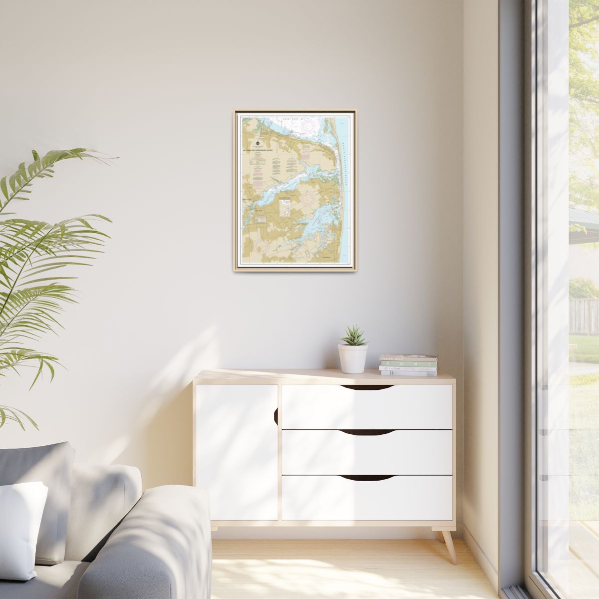 Chart 12325 Navesink And Shrewsbury Rivers - NOAA Nautical Chart Floating Frame Canvas | 24" x 32" | 30" x 40" - Natural context-1