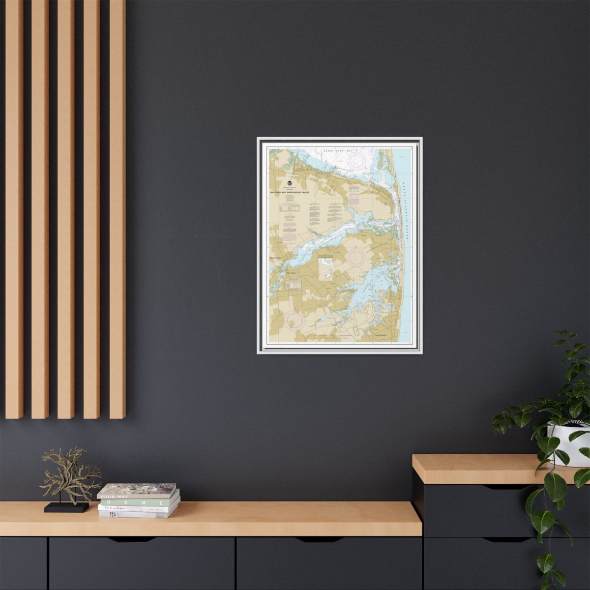 Chart 12325 Navesink And Shrewsbury Rivers - NOAA Nautical Chart Floating Frame Canvas | 24" x 32" | 30" x 40" - White context-2
