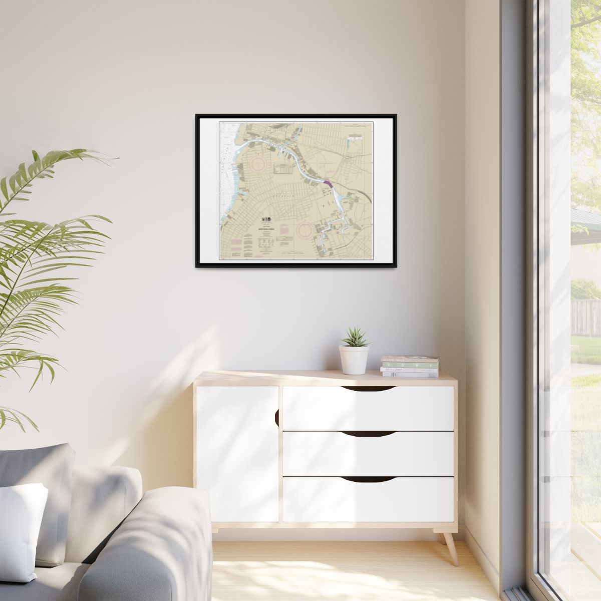 Chart 12338 East River Newtown Creek - NOAA Nautical Chart Floating Frame Canvas | 32" x 24" | 40" x 30" - Black context-1
