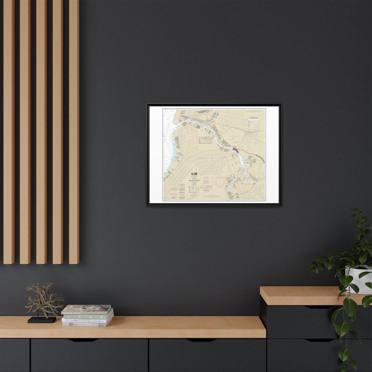 Chart 12338 East River Newtown Creek - NOAA Nautical Chart Floating Frame Canvas | 32" x 24" | 40" x 30" - Black context-2
