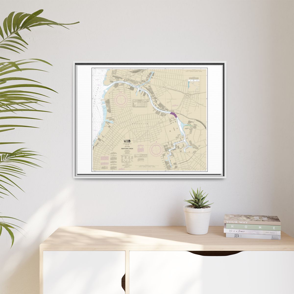 Chart 12338 East River Newtown Creek - NOAA Nautical Chart Floating Frame Canvas | 32" x 24" | 40" x 30" - White context-1
