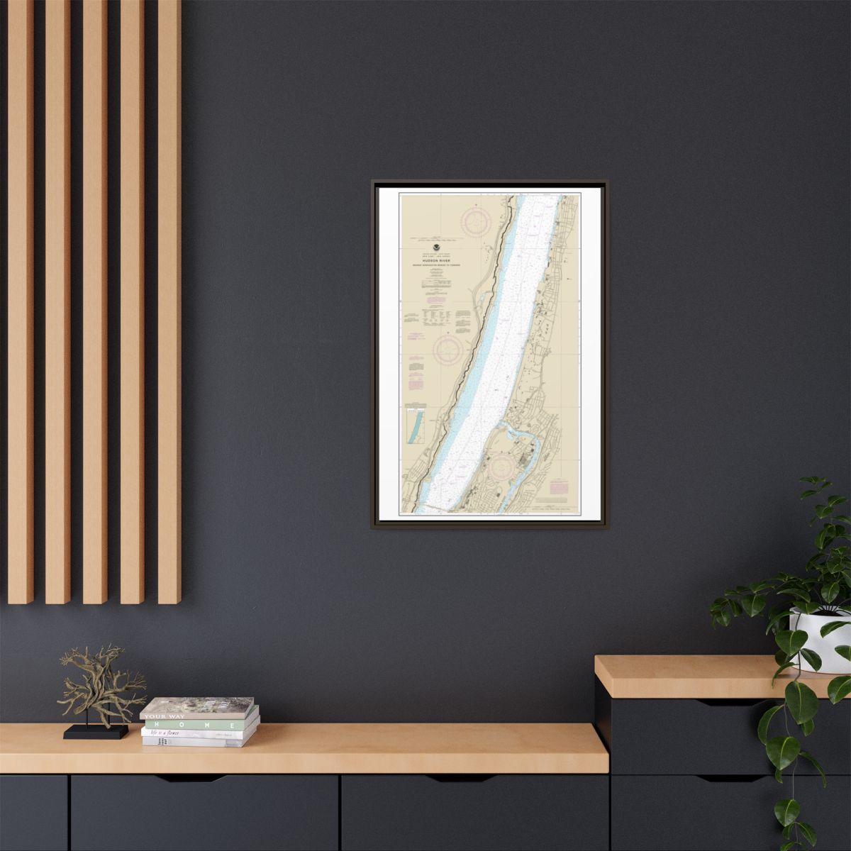 Chart 12345 Hudson River George Washington Bridge to Yonkers - NOAA Nautical Chart Floating Frame Canvas | 20" x 30" | 24" x 36" | 32" x 48" - Espresso context-2