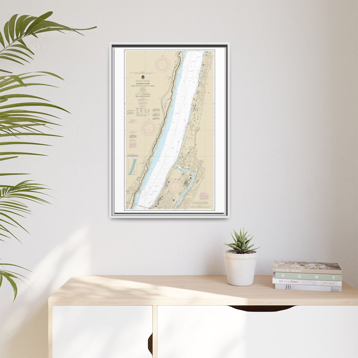 Chart 12345 Hudson River George Washington Bridge to Yonkers - NOAA Nautical Chart Floating Frame Canvas | 20" x 30" | 24" x 36" | 32" x 48" - White context-1