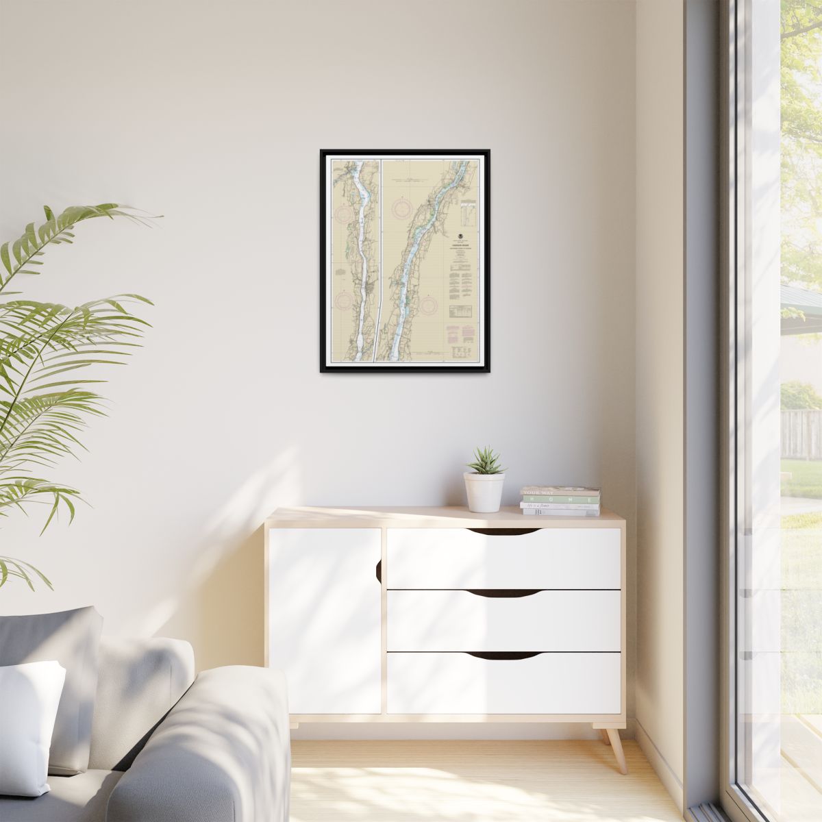 Chart 12347 Hudson River Wappinger Creek to Hudson - NOAA Nautical Chart Floating Frame Canvas | 24" x 32" | 30" x 40" - Black context-1
