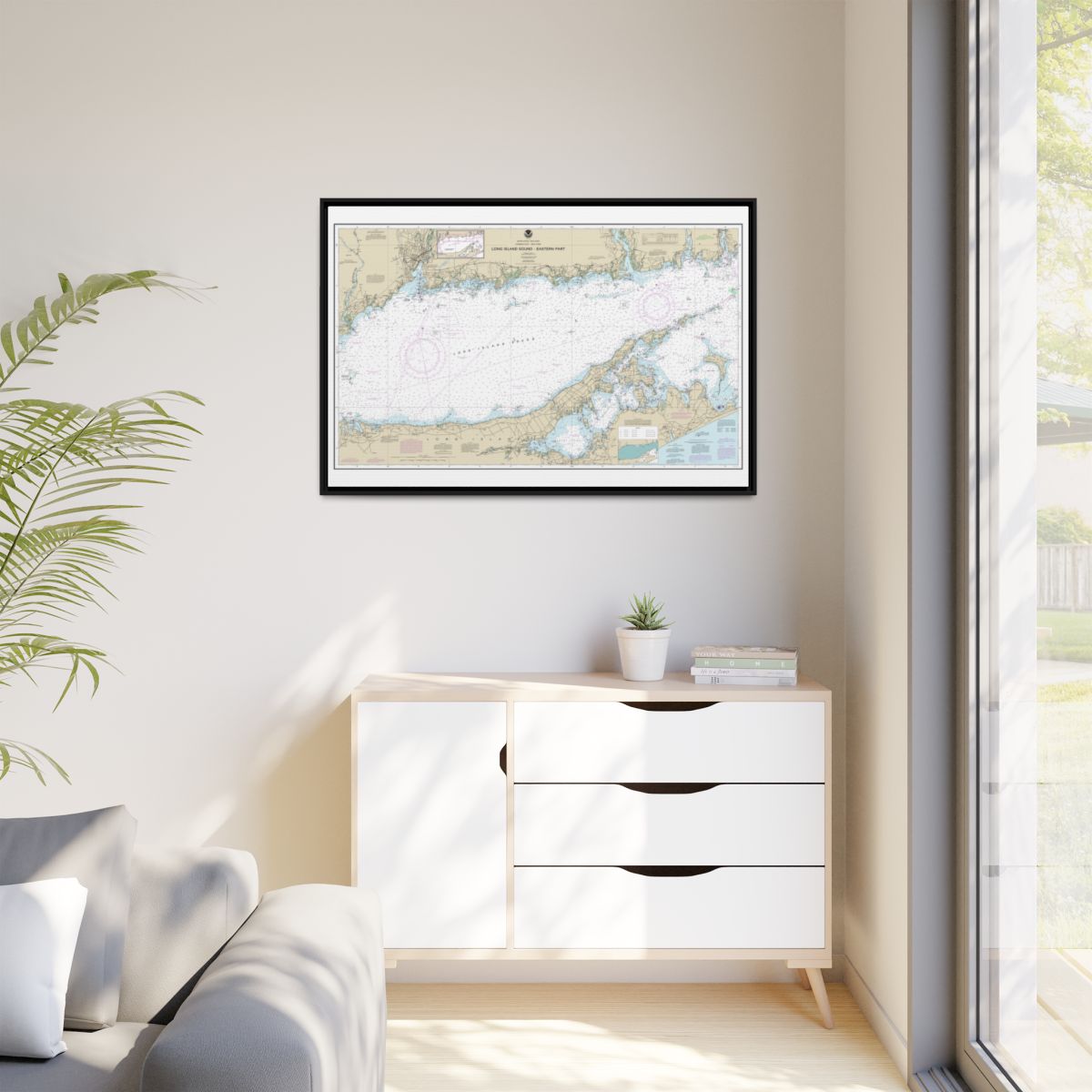 Chart 12354 Long Island Sound Eastern part - NOAA Nautical Chart Floating Frame Canvas | 30" x 20" | 36" x 24" | 48" x 32" - Black context-1